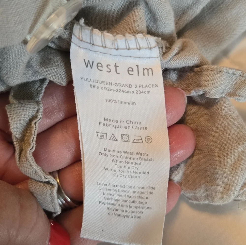 West Elm | 100% Linen Light Gray Full/Queen Duvet Cover